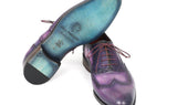 Paul Parkman Men's Hand-Painted Leather Wingtip Oxfords in Purple & Navy