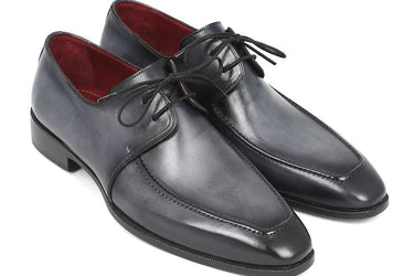 Paul Parkman Men's Hand-Painted Leather Apron Derby Shoes in Gray & Black