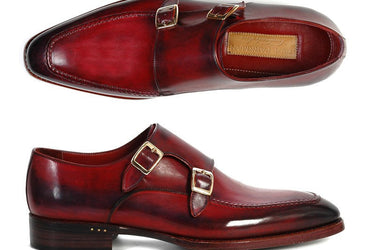 Paul Parkman Men's Leather Double Monkstraps in Black & Bordeaux