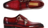 Paul Parkman Men's Leather Double Monkstraps in Black & Bordeaux