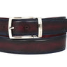 Paul Parkman Men's Hand-Painted Leather Belt in Dual Tone Navy & Bordeaux