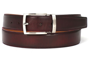Paul Parkman Men's Hand-Painted Leather Belt in Dark Bordeaux