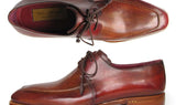 Paul Parkman Men's Goodyear Welted Square Toe Apron Derby Shoes in Brown