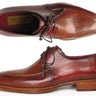 Paul Parkman Men's Goodyear Welted Square Toe Apron Derby Shoes in Brown