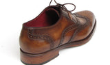 Paul Parkman Men's Hand-Painted Leather Wingtip Oxfords in Tobacco