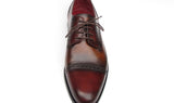 Paul Parkman Men's Hand-Painted Leather Derby Shoes in Bordeaux & Tobacco