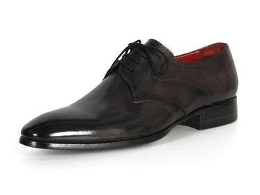 Paul Parkman Men's Hand-Painted Leather Derby Shoes in Anthracite Black