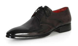 Paul Parkman Men's Hand-Painted Leather Derby Shoes in Anthracite Black