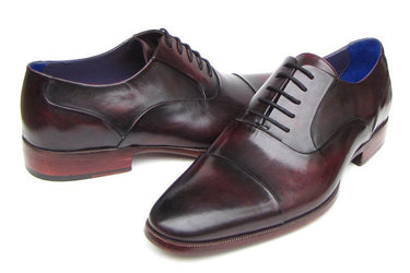 Paul Parkman Men's Hand-Painted Leather Oxfords in Black & Purple