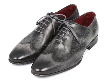 Paul Parkman Men's Hand-Painted Leather Wingtip Oxfords in Gray & Black