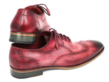 Paul Parkman Men's Hand-Painted Leather Wingtip Oxfords in Burgundy