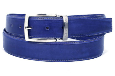Paul Parkman Men's Hand-Painted Leather Belt in Cobalt Blue