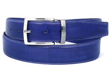 Paul Parkman Men's Hand-Painted Leather Belt in Cobalt Blue