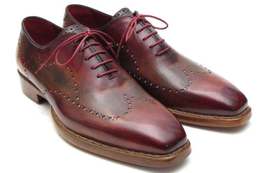 Paul Parkman Men's Goodyear Welted Wingtip Oxfords in Bordeaux & Camel