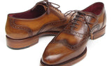 Paul Parkman Men's Hand-Painted Leather Wingtip Oxfords in Tobacco