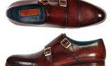 Paul Parkman Men's Leather Double Monkstraps in Dark Brown