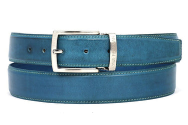 Paul Parkman Men's Hand-Painted Leather Belt in Sky Blue