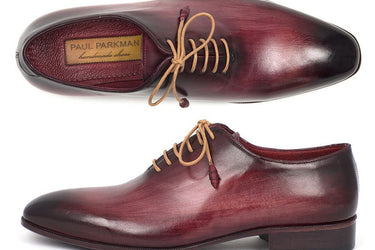 Paul Parkman Men's Wholecut Plain Toe Oxfords in Burgundy