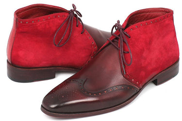Paul Parkman Men's Suede & Leather Chukka Boots in Bordeaux