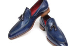 Paul Parkman Men's Hand-Painted Leather Tassel Loafers in Blue