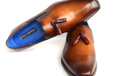 Paul Parkman Men's Leather Tassel Loafers in Walnut