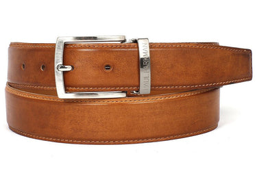 Paul Parkman Men's Hand-Painted Leather Belt in Tobacco