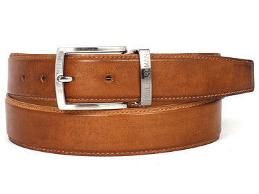 Paul Parkman Men's Hand-Painted Leather Belt in Tobacco
