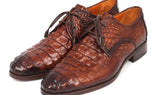 Paul Parkman Men's Croco-Embossed Leather Derby Shoes in Light Brown