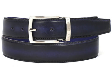 Paul Parkman Men's Hand-Painted Leather Belt in Dual Tone Navy & Blue