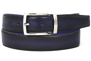 Paul Parkman Men's Hand-Painted Leather Belt in Dual Tone Navy & Blue