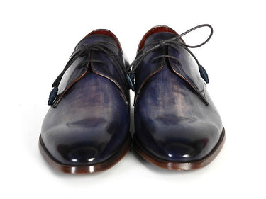 Paul Parkman Men's Hand-Painted Leather Derby Shoes in Blue & Navy