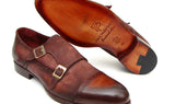 Paul Parkman Men's Suede Double Monkstraps in Antique Brown