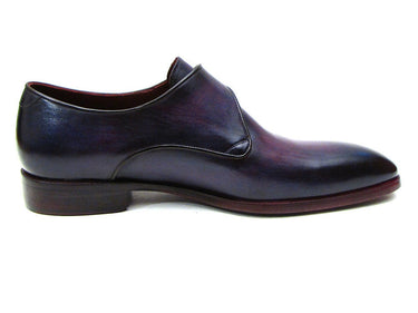 Paul Parkman Men's Leather Single Monkstraps in Purple