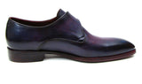 Paul Parkman Men's Leather Single Monkstraps in Purple