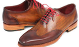 Paul Parkman Men's Goodyear Welted Wingtip Oxfords in Brown & Camel