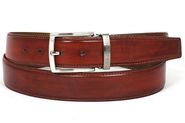 Paul Parkman Men's Hand-Painted Leather Belt in Reddish Brown