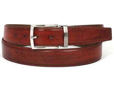 Paul Parkman Men's Hand-Painted Leather Belt in Reddish Brown