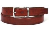 Paul Parkman Men's Hand-Painted Leather Belt in Reddish Brown