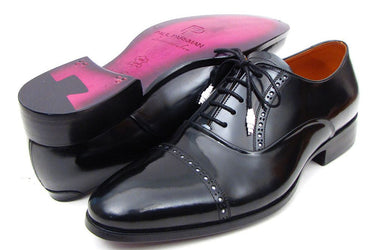 Paul Parkman Men's Hand-Painted Leather Captoe Oxfords in Black