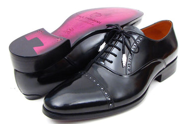 Paul Parkman Men's Hand-Painted Leather Captoe Oxfords in Black