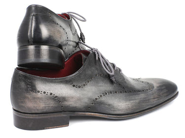 Paul Parkman Men's Hand-Painted Leather Wingtip Oxfords in Gray & Black