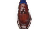 Paul Parkman Men's Hand-Painted Leather Tassel Loafers in Brown