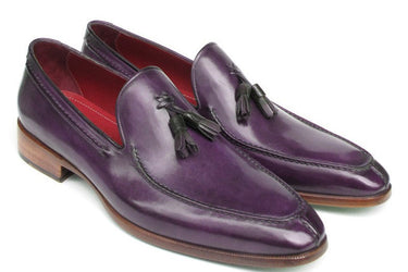 Paul Parkman Men's Hand-Painted Leather Tassel Loafers in Purple