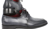 Paul Parkman Men's Hand-Painted Leather Apron Derby Shoes in Gray & Black
