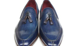 Paul Parkman Men's Hand-Painted Leather Tassel Loafers in Blue