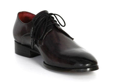 Paul Parkman Men's Hand-Painted Leather Derby Shoes in Anthracite Black