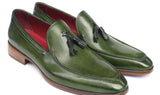 Paul Parkman Men's Hand-Painted Leather Tassel Loafers in Green