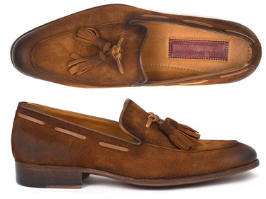 Paul Parkman Men's Suede Tassel Loafers in Antique Brown