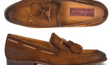 Paul Parkman Men's Suede Tassel Loafers in Antique Brown