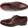 Paul Parkman Men's Hand-Painted Leather Derby Shoes in Bordeaux & Tobacco